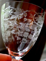 Vtg Set 10 CENTRAL GLASS WORKS Needle Etched Optic PASSIONFLOWER Water Goblets