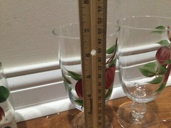2 Vintage Libbey Franciscan apple ?Glass ice tea goblets split bulb stem Apple