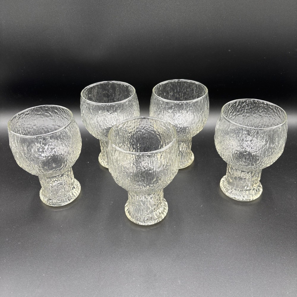 LOT OF 5 Littala Kekkerit Large 5” Water Wine Glasses Goblets Timo Sarpaneva