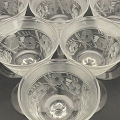 Rock Sharpe 6pc Caprice Crystal Cordials on Libbey Blanks c1930s USA 4.75″t 2oz