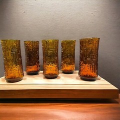 Vtg Libbey Tumber Glasses Set 5 10 Oz Artica Cooler Amber Orange