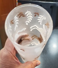 Vintage Libbey Glassware with a Horse Cavalcade 1953 white and gold