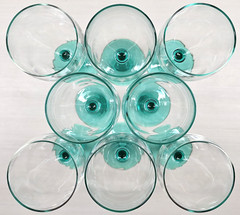 8 Luminarc Turquoise 6.75″ Wine Glass Set Vintage Cristal D’Arques Bar Retro Lot