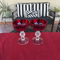 Set of 2 Morgantown Golf Ball Ruby Red Liquor Cocktail Glasses