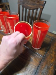 5 Vintage Culver Red Gold Siam Thai Goddess Tumbler Drinking Glasses