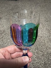 Marano Rainbow Colorful Venezia Carullo Collection Polychrome Wine Glass-Rare!