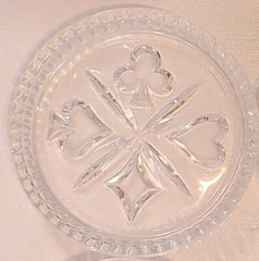 4 St George Crystal Glass Coasters Ashtrays Hearts Clubs Diamonds Spades Poker