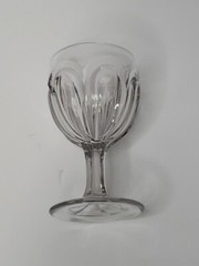 Antique Flint Glass Seneca Loop Goblet c1850s O’Hara Loop Paneled Stem EAPG, 6″