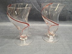 Set Of Two – 1 Source INC Tornado Red Swirl Cocktail Fountain Drinking Glasses