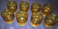 8 Anchor Hocking Glass Georgian Amber Gold Topaz tumbler 4oz Juice Rocks Barware