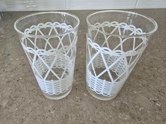 Vintage Federal Glass White Basketweave Lattice Drinking Tumblers – Set of 2