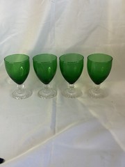 4 Anchor Hocking Bubble Foot GREEN Water Goblets 5 5/8″ Beautiful Color 💕💕💕