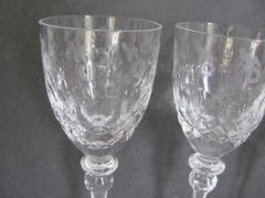 Rogaska Crystal-Gallia-Cut Crystal w Floral Design-7 3/4″ Wine Glasses -Set of 3