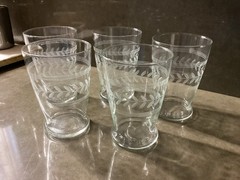 Vintage Anchor Hocking Tumbler “Laurel Leaf” 4.5 Inches Height 5 Tumblers