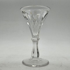 Vintage Clear Pressed Glass Cordial Stem Paneled Victorian Barware