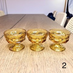 Vtg Anchor Hocking Fairfield Honey Gold Amber Sherbet Champagne Glasses Set 12