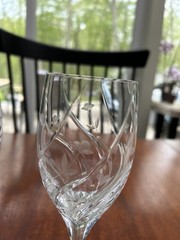 (2) Mikasa English Garden Wine Glass 8 1/8″ Crystal Clear Floral Swirl Cuts