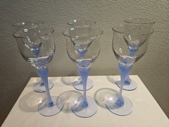 SET Of 6 MIKASA Crystal SEA MIST SAPPHIRE Frosted Blue 9.5” Water Goblet