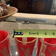 Culver Red & Gold Drinking Glasses Vintage 1960s Thai Goddess Tumblers Set of 5