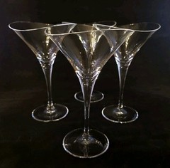 (81) Hoya of Japan Handblown Abstract ‘Desire’ Crystal Martini Glasses Set Of 4