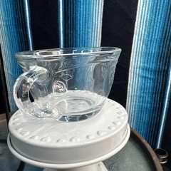 VTG Anchor Hocking Savannah Clear Glass Punch Cup With Plastic S Hook For Bowl.