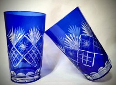 Edo Kiriko Tumbler Blue Cut To Clear