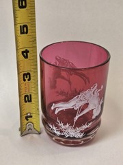 Mary Gregory SWINGING GIRL Cranberry Glass Painted Bedside Tumbler ONLY Vintage