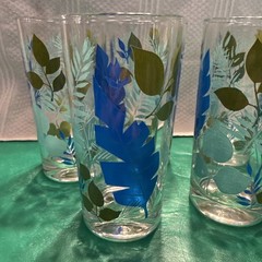 5 Vintage Continental Can Co Glasses 10 Oz Blues & Avocado Green
