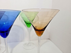 VTG Lenox Tuscany Seasons Collection Etched Colored Martini Glass 6 oz Set of 4