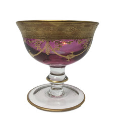 INTERGLASS MEDICI CRISTALLERIE ITALY Pink 24K Gold Gild Champagne Sherbet