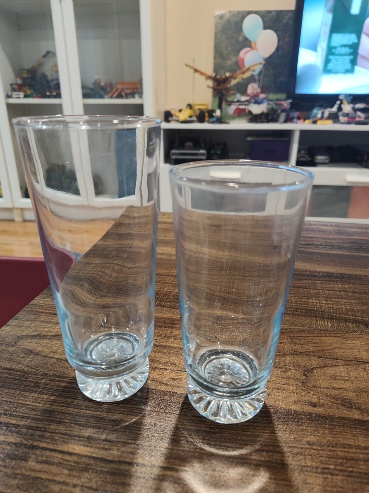 Vtg Set Of Duz Light Blue Drink Glass Tumblers 2 Sizes.