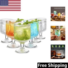 Beautifully Embossed 8 oz Vintage Goblet Glasses – Set of 6, Dishwasher Safe