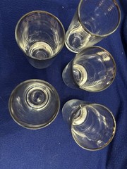 Vintage MCM Libbey Gold Band Highball Glasses Set of 5 Heavy Sham 12 oz 1960s