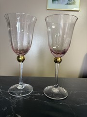 4 Royal Albert Old Country Roses Formal Pink Lavender Wine Goblets. Excellent