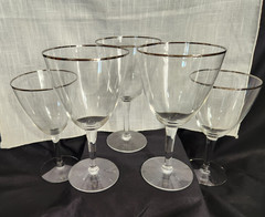 VINTAGE GORHAM MONTCLAIR PLATINUM RIM WATER GOBLET GLASSES (5)