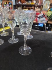 Set of 6 Vintage Libbey Rock Sharpe Arctic Rose ? Wine Tea Stemware MCM Glass