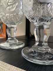 Vintage Madonna Inn Glassware “Wild Rose” Goblet LG Wright Fenton 6.5in