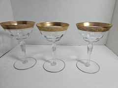 Tiffin Franciscan Elegant Glassware Rambler Rose Optic Gold Rim