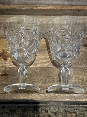 Clear Crystal Hafbauer Kristall Whirling Star – 2 Cordial, 2 Wine, 2 Brandy
