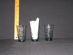 Vintage Anchor Hocking Milano blue/gray tumblers lot of 3, approx. 3 7/8″ x 2 1/