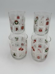Vintage 1990’s Libby Christmas Pane Scenes Glasses~ Set of 4