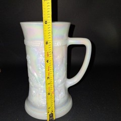 Vintage Federal Iridescent Carnival Glass White Beer Stein