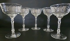 Libbey Rock Sharpe Arctic Rose #3005 Champagne Glasses Set Of 5