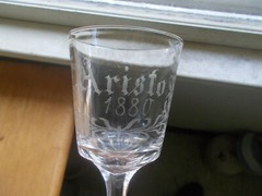ARISTO 1880 WHEEL CUT ENGRAVED GLASS GOBLET RARE ORIGINAL