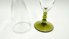 Vintage Set Of 5 Libbey Knob Hill Olive Green Stemmed 4 Oz Glasses 5.5″