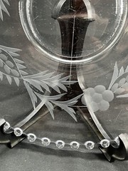 Vintage Candlewick Clear Glass Flower Etched Serving Tray Plate with Handles 10″