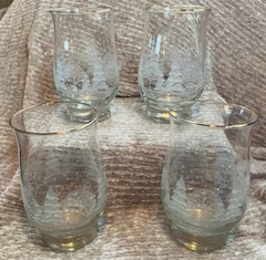 glasses Frosted Etched Winter SCENE Trees Tumblers X MAS set 4