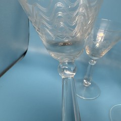 Vintage Bryce Brothers Needle Etched Cocktail Glasses #854-1 Wavy Loop Pattern