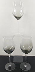 (3) Pier 1 Smoke Crackle White Wine Glasses Set Elegant Clear Drink Stemware Lot