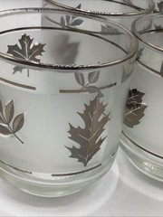 Libbey Silver Leaf Frosted Low Ball Glasses Lot of 6 Vintage